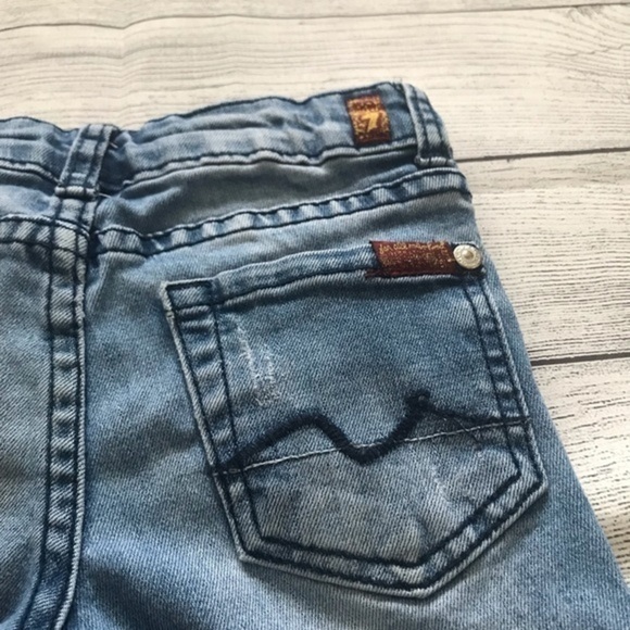 7 For All Mankind Denim Jean Shorts Distressed 4 - Picture 4 of 7